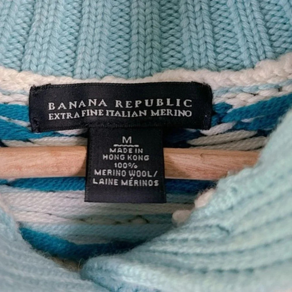 Banana Republic Fair Isle Merino Wool Button Neck Soft Sweater Fits Like Size S - Picture 12 of 16